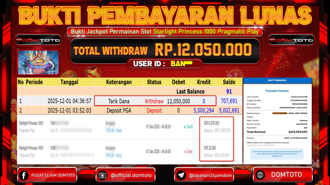 JACKPOT  SLOT  Starlight Princess 1000 Pragmatic Play 01 DECEMBER 2025