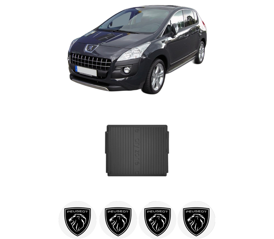 Tavita Portbagaj PEUGEOT 3008 I MPV (0U_) din 2009-2016, Protectie Portbagaj Auto, 4x Stickere auto cu PEUGEOT