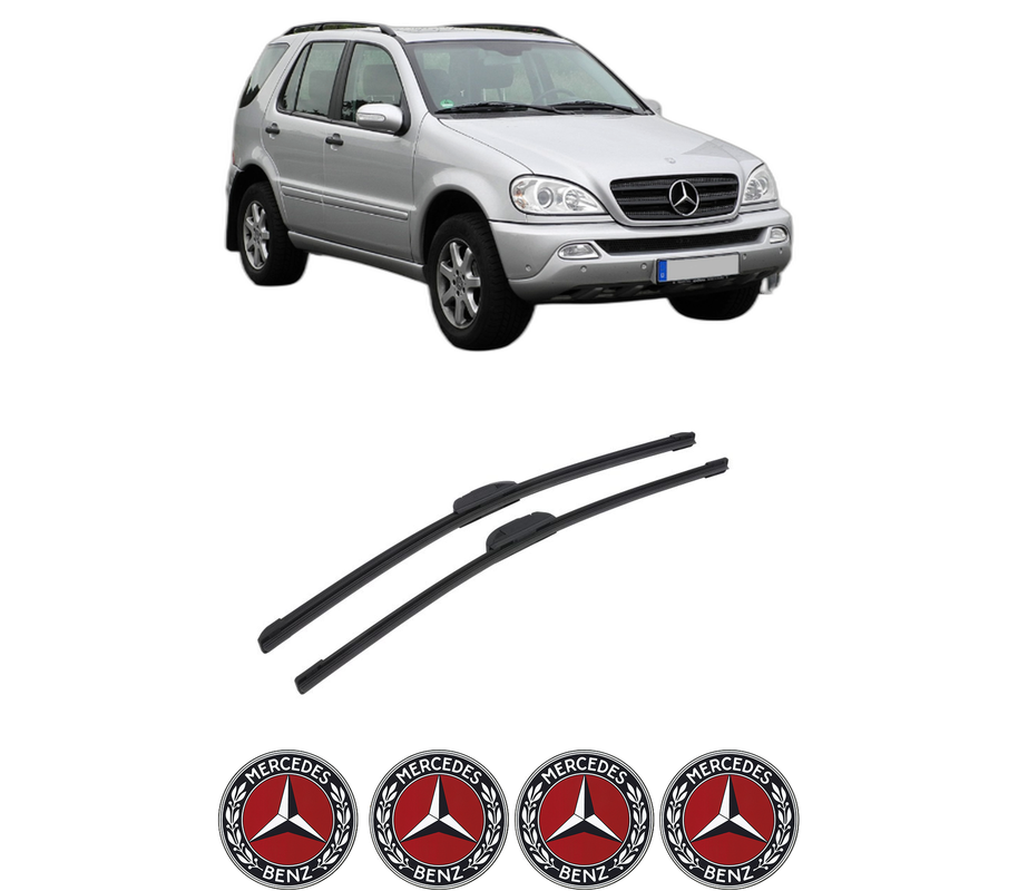 Set stergatoare auto MERCEDES-BENZ M-CLASS (W163) din 1998-2005, pentru parbriz auto, 2 bucati, Bosch Aerotwin Retrofit, din cauciuc siliconat rezistent, 4 Stickere Auto MERCEDES-BENZ