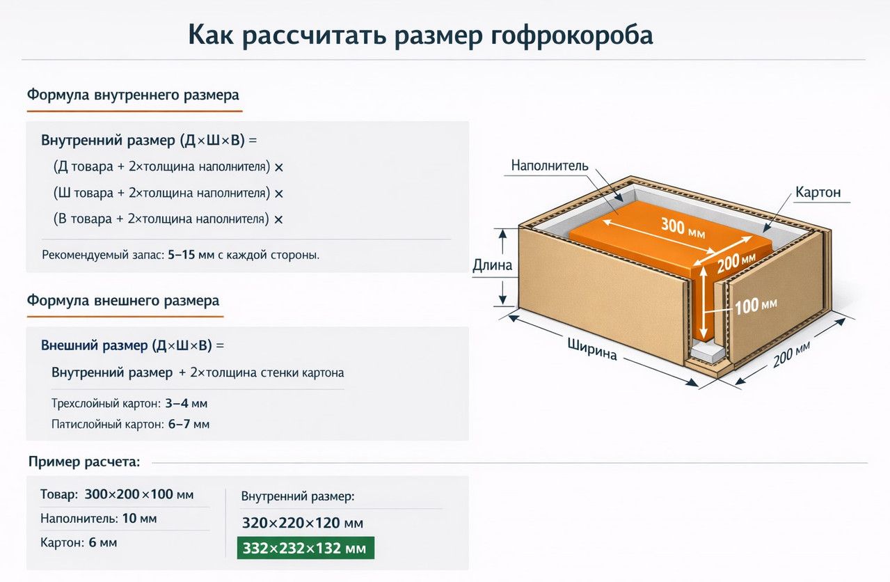 гофрокороб как рассчитать размер