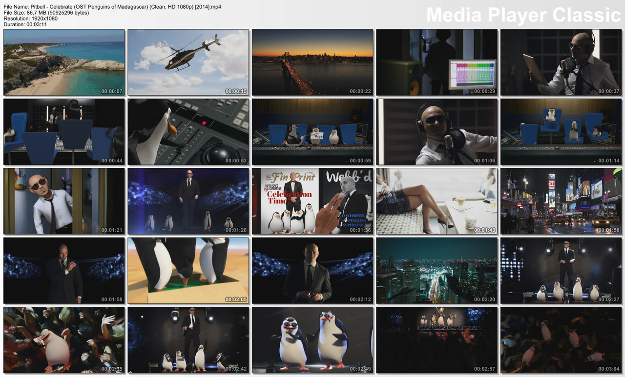 Pitbull - Celebrate (OST Penguins of Madagascar) (Clean, HD 1080p) [2014]