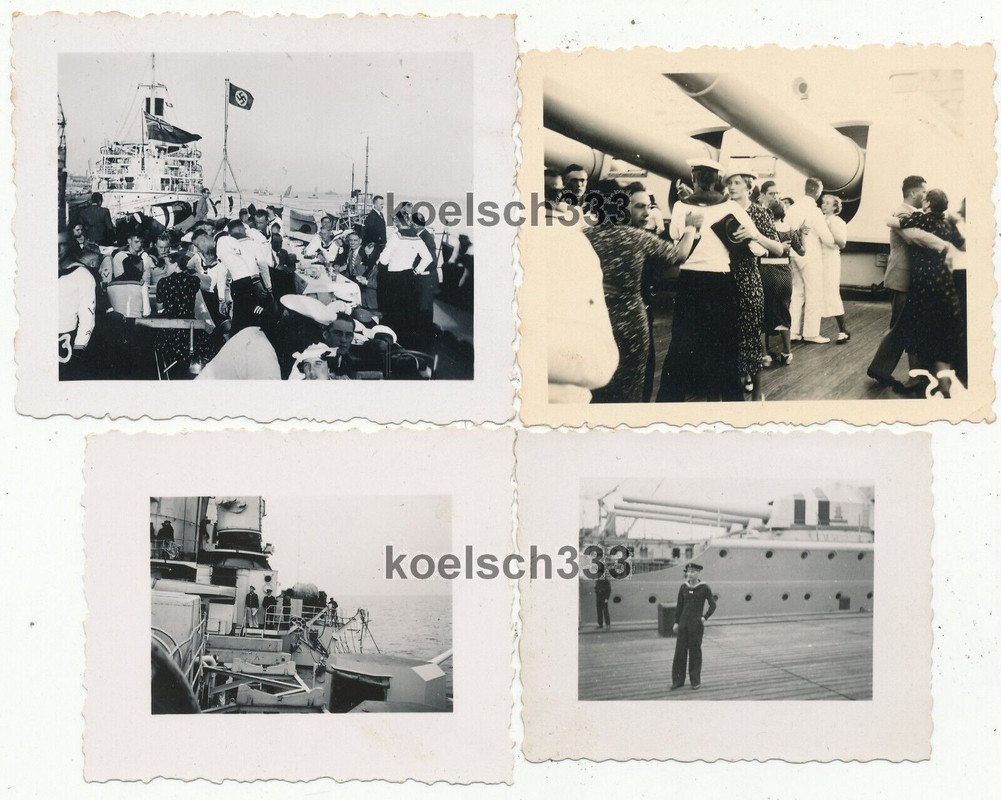 15 Fotos Kriegsmarine Panzerschiff Admiral Scheer Geschütze feuern ! Flugzeug ! (2)