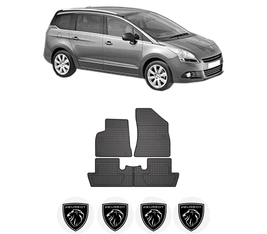 Set covorase presuri PEUGEOT 5008 (0U_, 0E_) din 2009-2017, auto, din cauciuc thermoplastic, 4 Stickere auto cu PEUGEOT