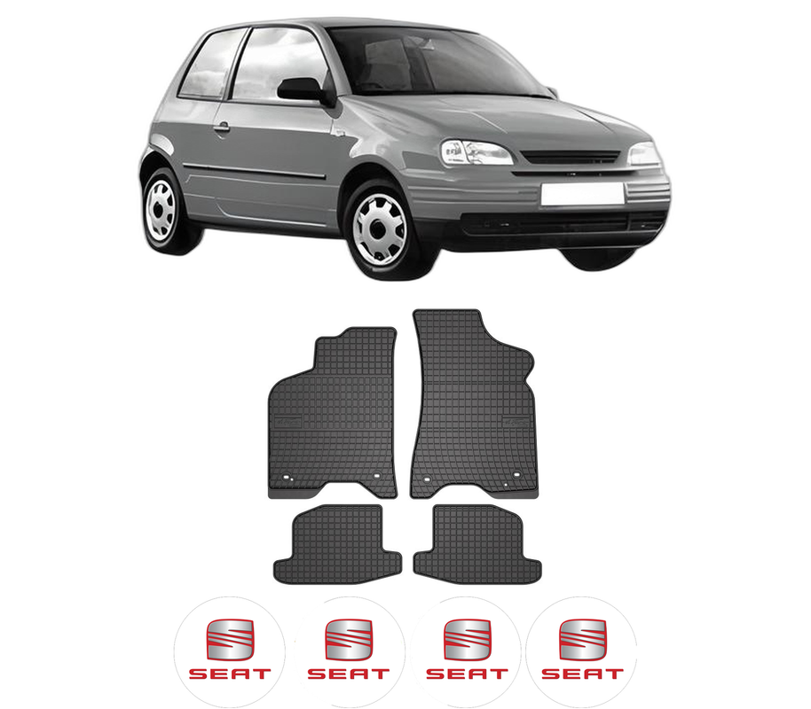 Set covorase presuri SEAT AROSA (6H1) din 1997-2004, auto, din cauciuc thermoplastic, 4 Stickere auto cu SEAT