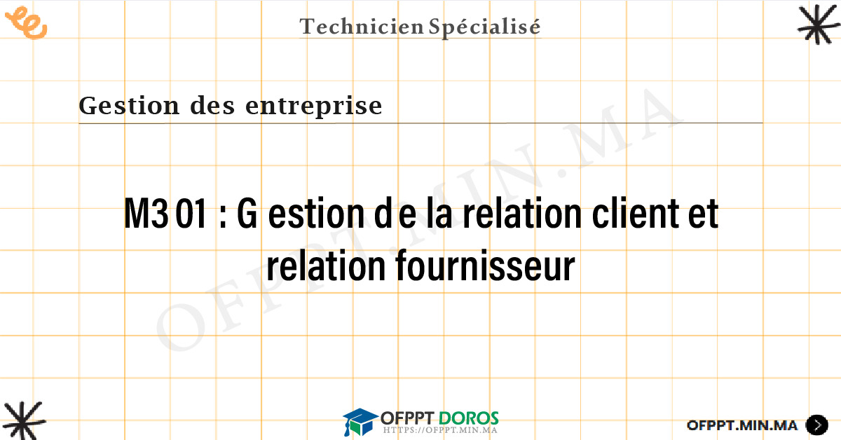 Sommaire détaillé du cours Gestion de la relation client et relation fournisseur M301 OFPPT - Structure du module