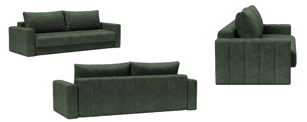 Akello Sofa Bed With Arms Innovation Living — canapé convertible avec accoudoirs sous différents angles, positions salon et lit — Déco Éléments Paris 18e