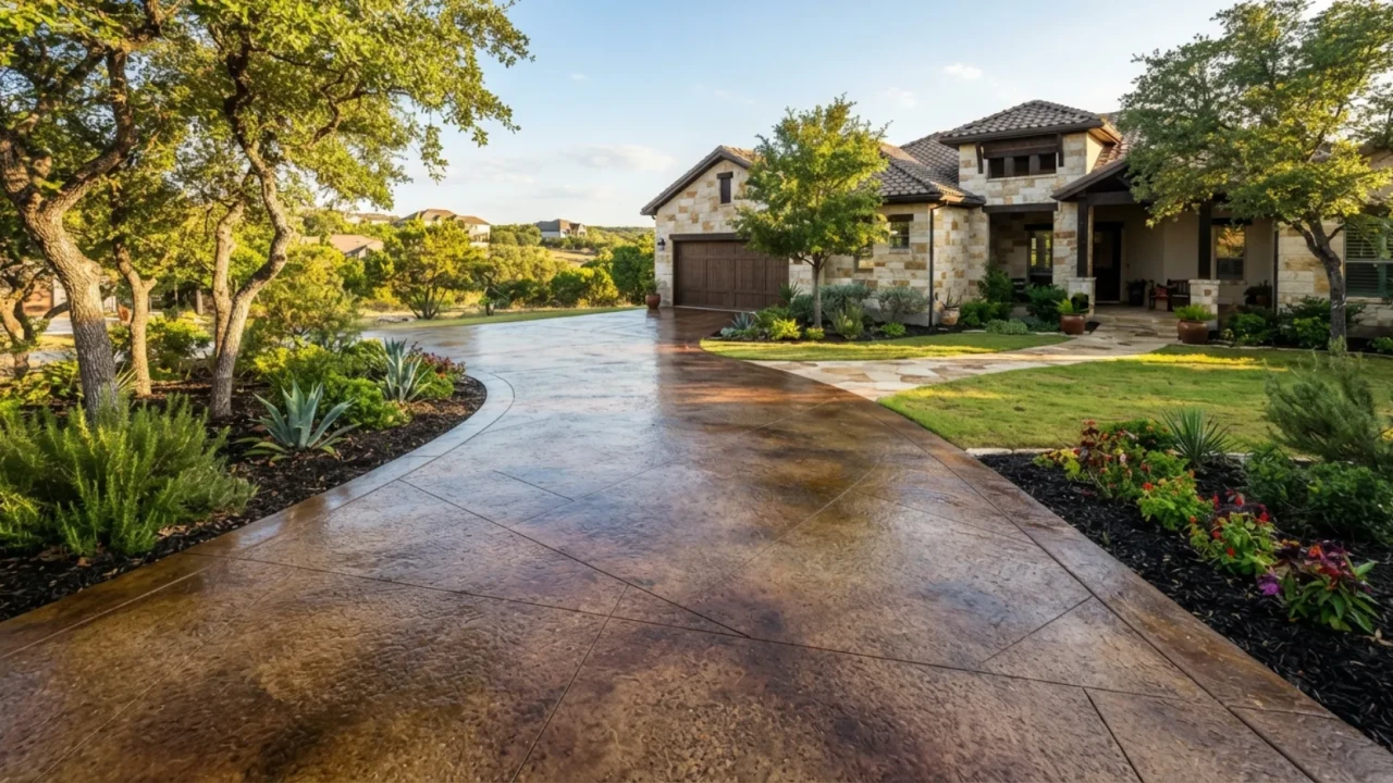 Stained concrete driveway San Antonio