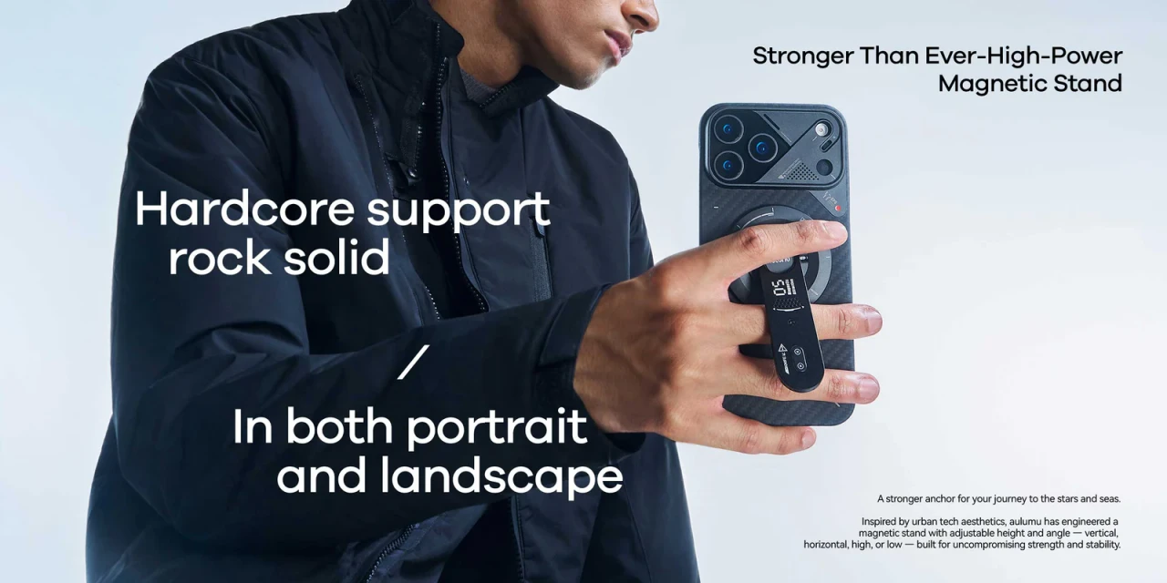 Suport Magnetic pentru telefon, Aulumu G05 Air, Compatibil MagSafe, Rotire 360°, Prindere magnetica puternica, Cutter integrat pentru desfacerea cutiilor, Suport birou, Inel ergonomic, Compact si portabil, Negru G05AIR PC 4