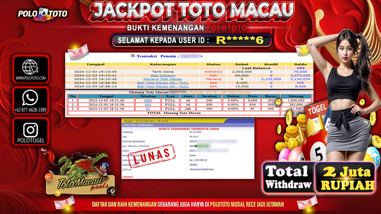 POLOTOTO JACKPOT TOTO MACAU Rp.2,003.000,-