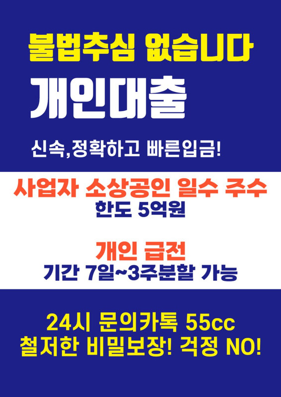 개인돈 급전 일수 대출 사업자 직장인 무직