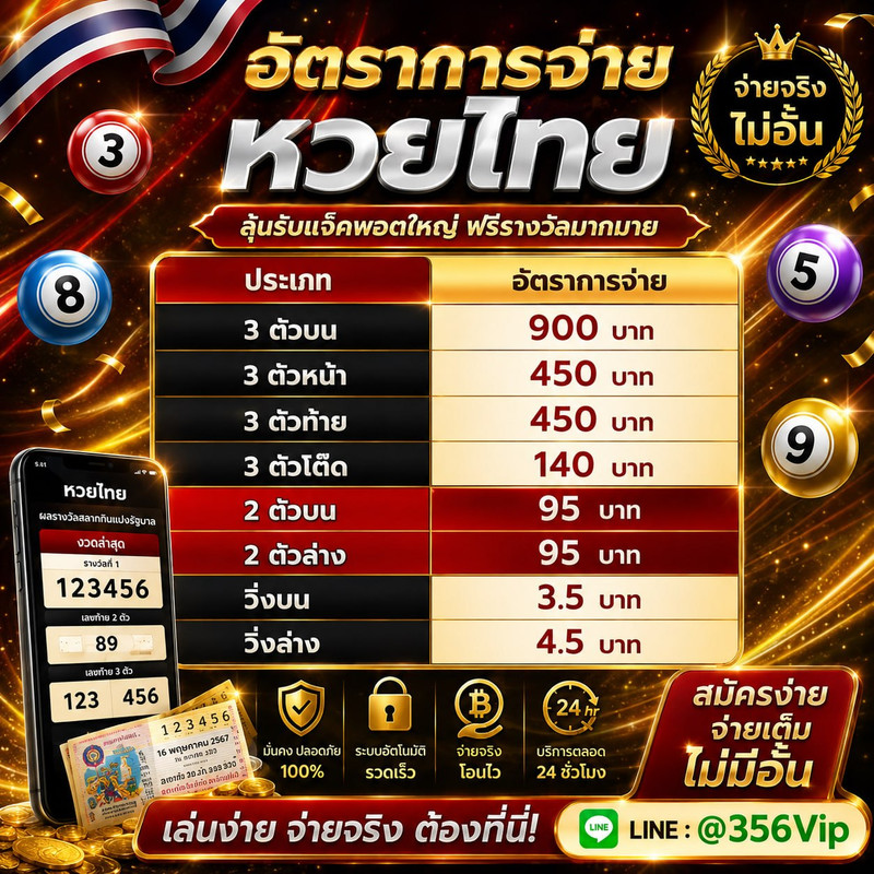 เว็บแทงหวย อันดับ 1 ในไทย 356VIP