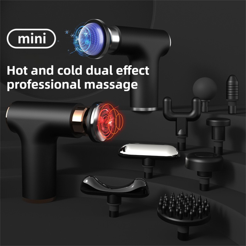 Black Gold Mini Hot Cold Massage Gun with10 Heads - 6 Intensity Dual Thermal Therapy Deep Muscle Reliever for Gym Fitness Recovery
