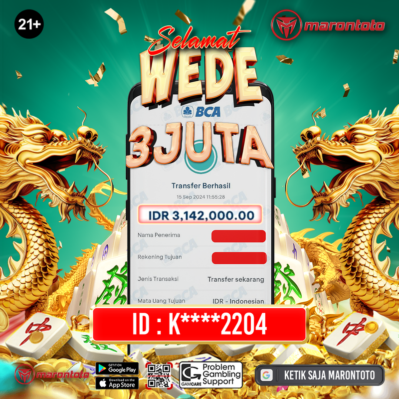 Bukti Kemenangan Member Marontoto Sebesar 3 JUTA