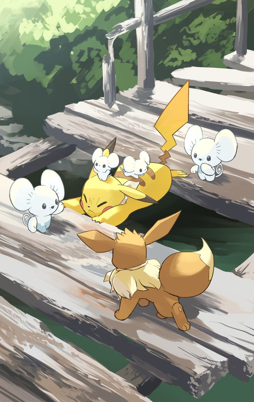 pikachu-eevee-and-maushold-pokemon-drawn