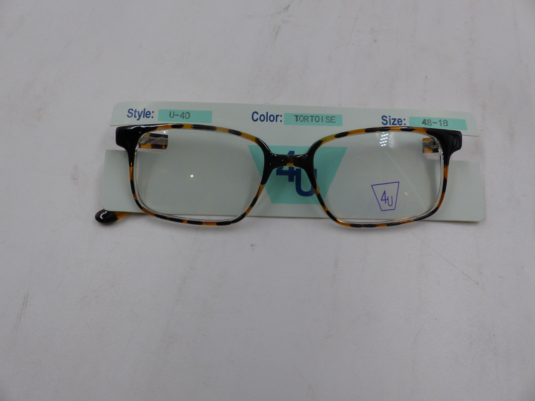 4U EYEWEAR U-40 UNISEX EYEGLASSES IN TORTOISE IN SIZE 48-18