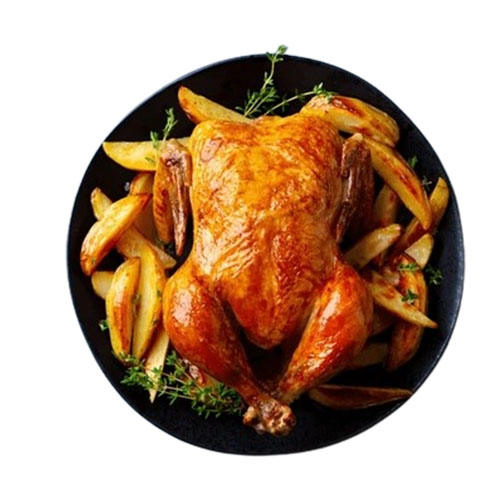 Pollo asado entero con patatas