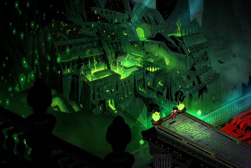 Zagreus looks out over Tartarus in the underworld as he plans his next escape.