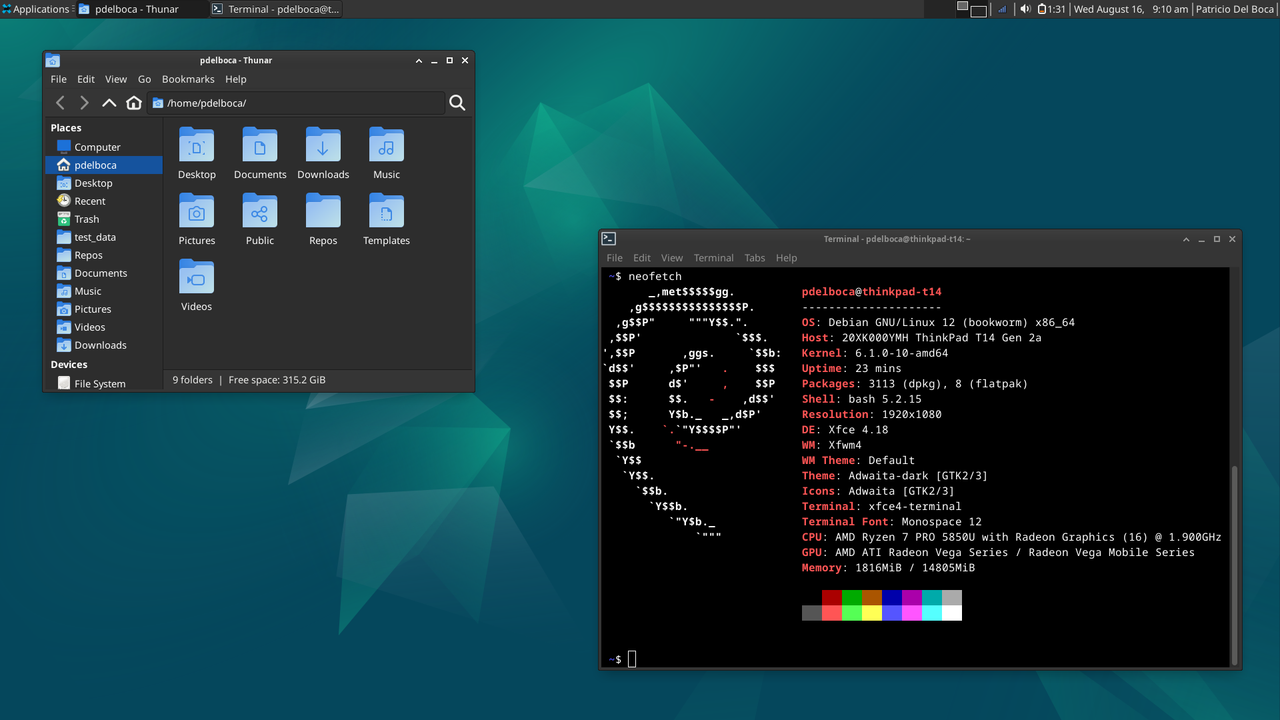 Desktop screenshot with windows opened