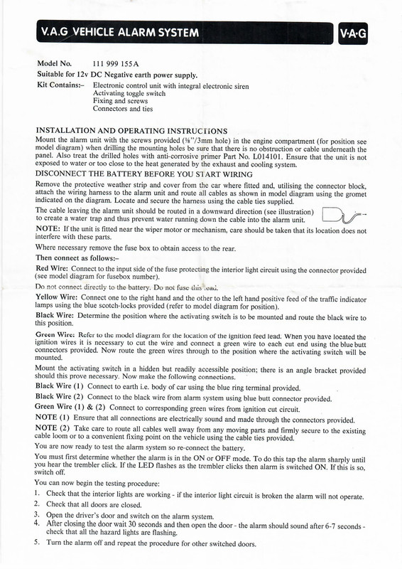 VAG 111999155A ALARM01