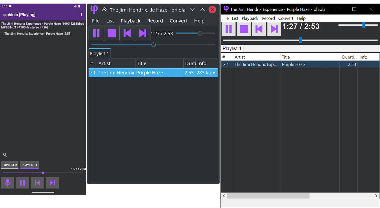 Reproductor, grabador y servidor de Audio ultra ligero Phiola 2.5.8