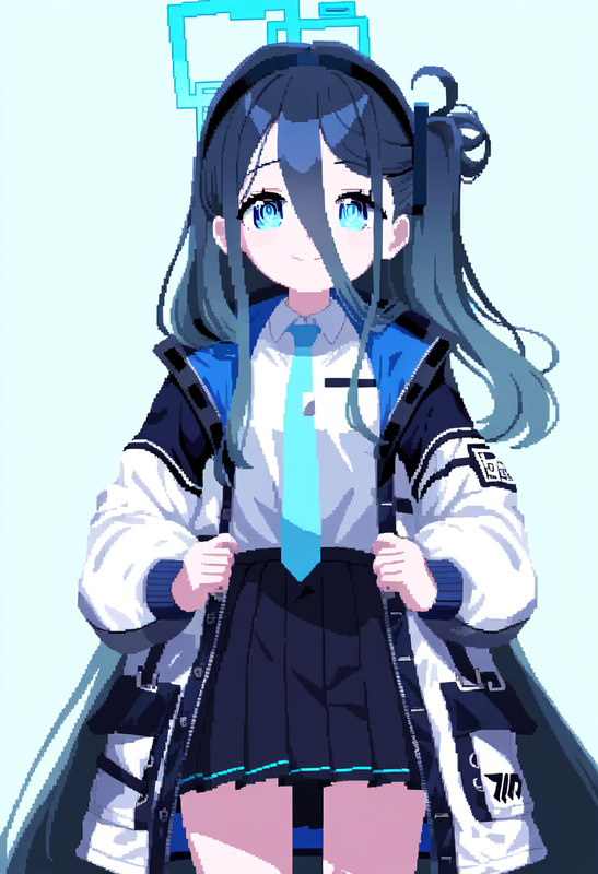 1girl, aris (blue archive), {{{{pixel art}}}}, flat colors, best quality, amazin s-3642098999