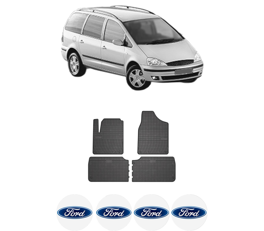 Set covorase presuri FORD GALAXY | WGR din 2010-2019, auto, din cauciuc thermoplastic, 4 Stickere auto cu FORD