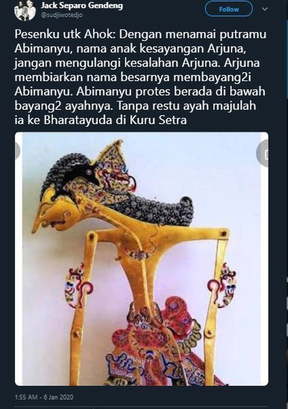 Tangkap layar Twitter @sudjiwotedjo