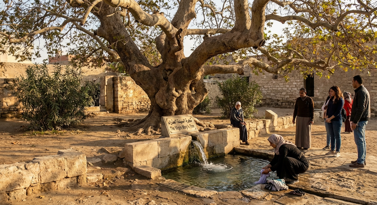 The sacred crypt of Abu Serga church in Old Cairo, where the Holy Family rested.