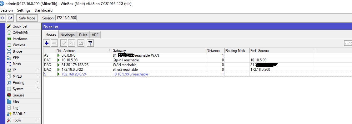 admin172.16.0.200 (MikroTik) - WinBox (64bit) v6.48 on CCR1016-12G (tile)