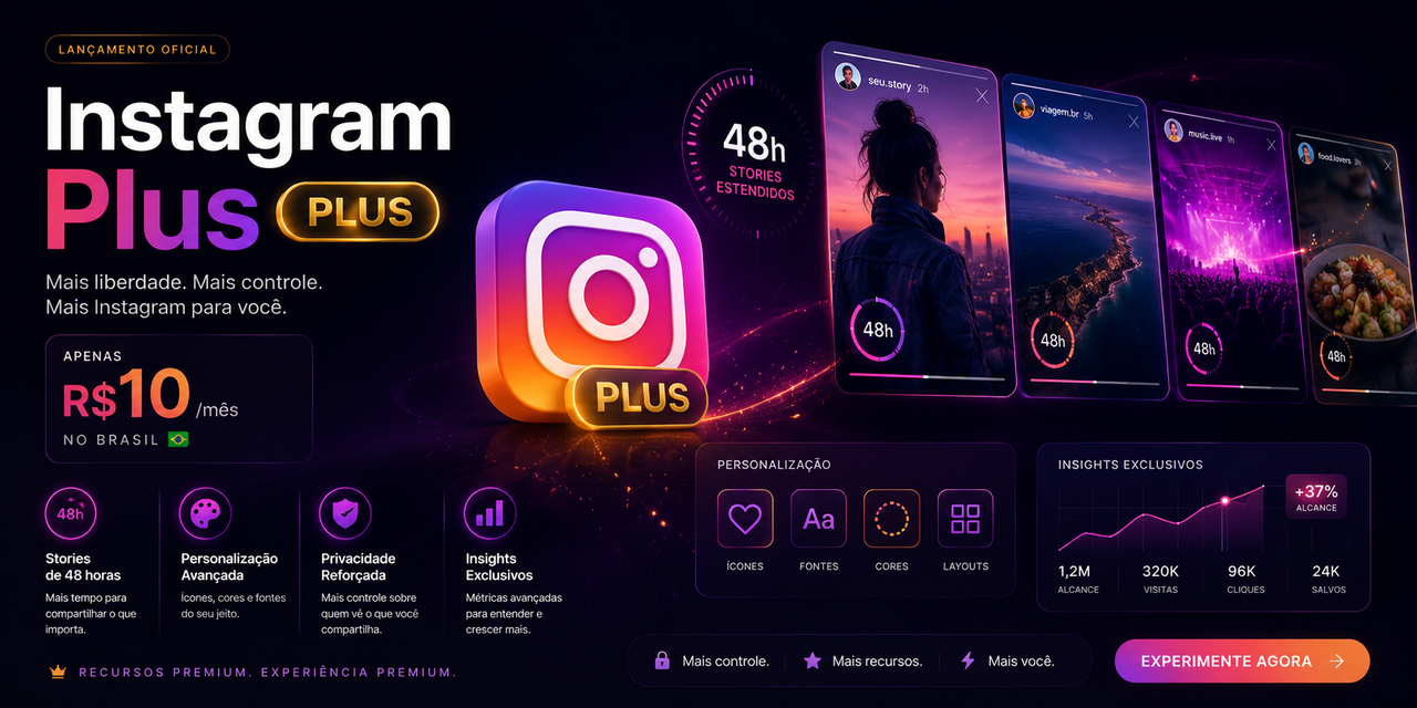 Stories por 48 Horas e Mais: Instagram Plus Chega ao Brasil por R$ 10 Mensais