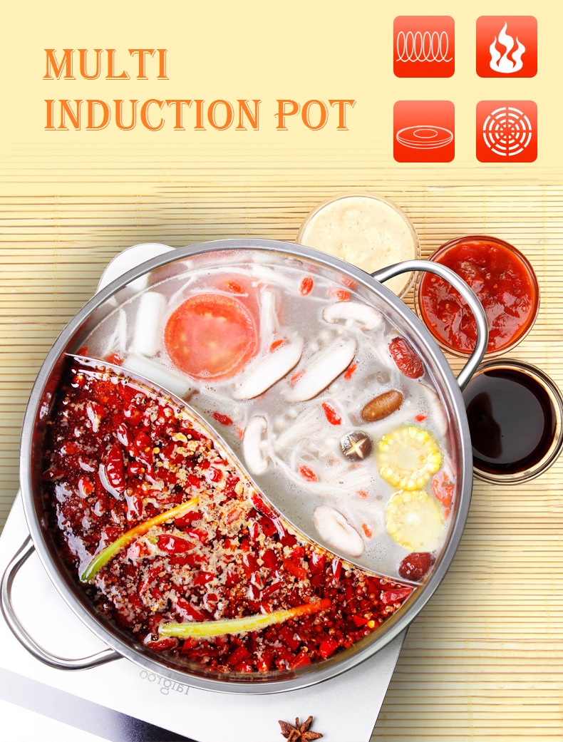 OSUKI Steamboat Pot 36 cm Stainless Steel With Glass Cover (2 in 1)