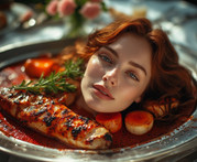 Garden wedding wom served Redhair head 0 11