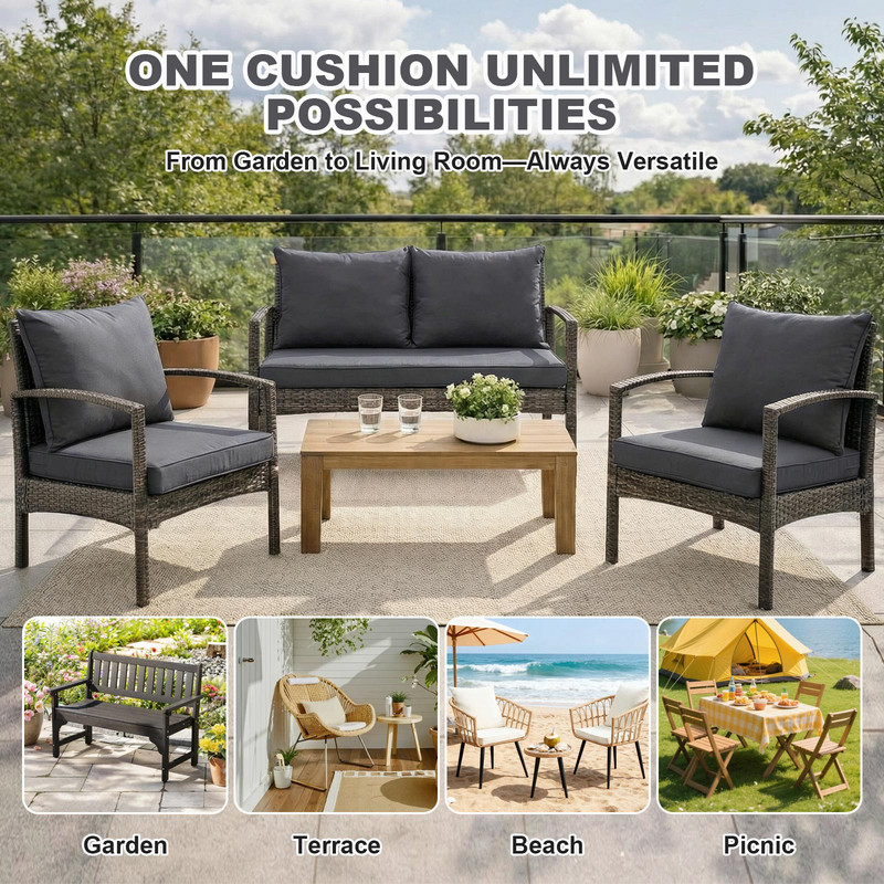 Outdoor Patio Chair Cushions Set Water Resistant Cushions 23.62'' x 23.62''