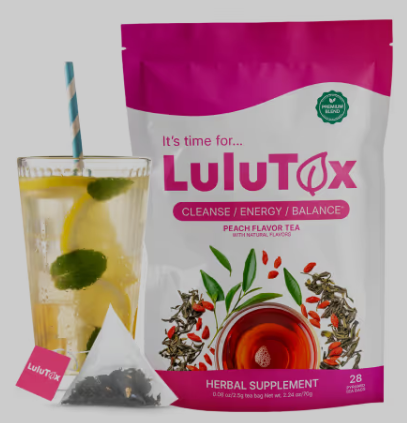 Lulutox Detox Tea cup brewing instructions