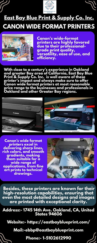 East Bay Blue Print & Supply Co. Inc. Infographic-Canon Wide Format Printers-17102025