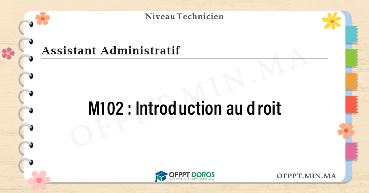 Sommaire détaillé du cours Introduction au droit M102 OFPPT - Structure du module