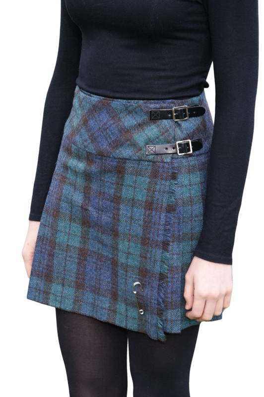 Short Stacey Tartan Kilt Ladies - 100% Shetland Wool - 18 Inches length