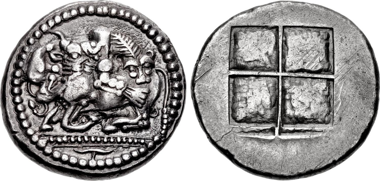 Tetradracma ático. Akanthos (Acanto, Actual Ierissos. Grecia). Año: 470-430 a.C. 5242974