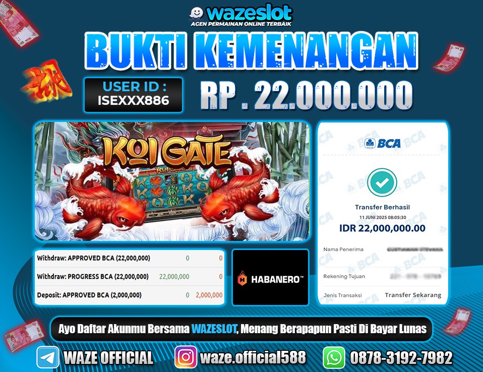 BUKTI KEMENANGAN 11 JUNI 2025 DI GAME KOI GATE