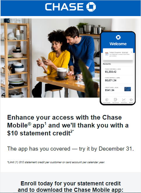 Chase $10 Statement