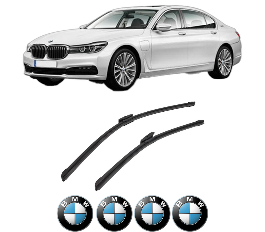 Set stergatoare auto BMW Seria 7 (G11, G12) din 2015-2022, pentru parbriz auto, 2 bucati, Bosch Aerotwin Multi, din cauciuc siliconat rezistent, 4 Stickere Auto BMW Seria
