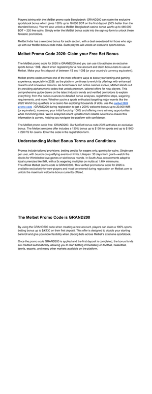 Latest Melbet Promo Code GRAND200 130 Offer