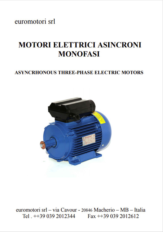 Каталог асинхронные однофазные двигатели Euromotori