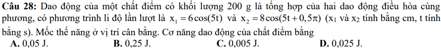 Câu 28 đề thi thử TN THPT môn vật lý sở GD và ĐT Bắc Giang lần 2 năm 2023