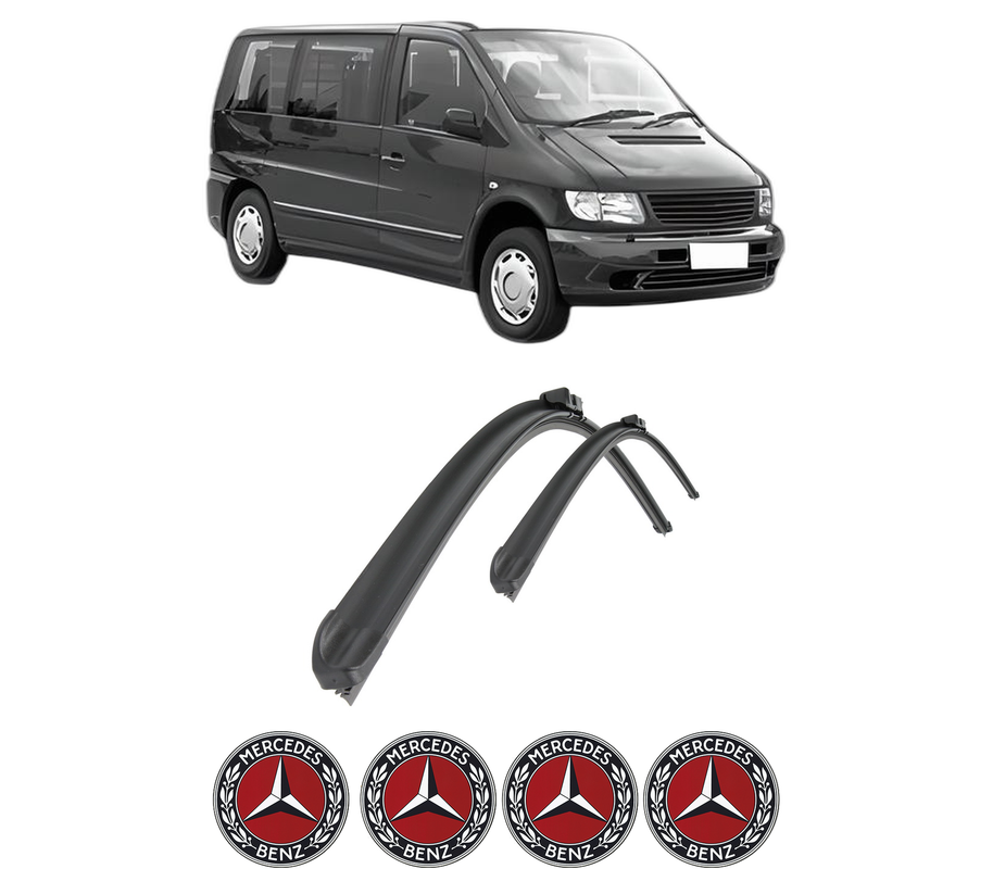 Set stergatoare auto MERCEDES-BENZ V-CLASS (638/2) din 1996-2003, pentru parbriz auto, 2 bucati, Bosch Aerotwin Retro Truck, din cauciuc siliconat rezistent, 4 Stickere Auto MERCEDES-BENZ