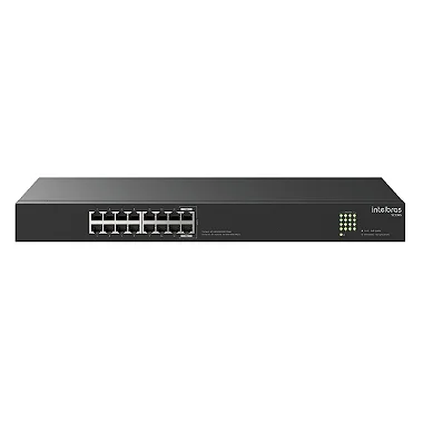 Vista lateral e detalhe da instalação do Switch S1116G.
