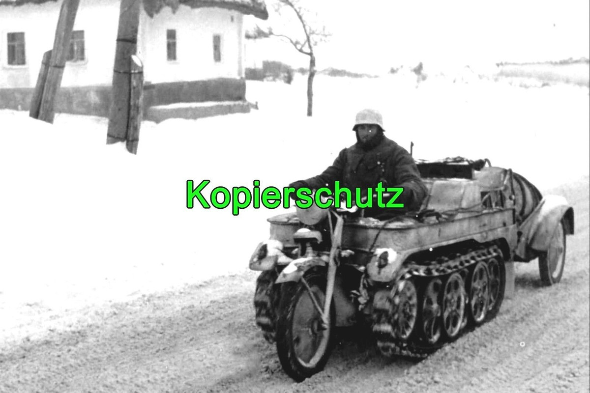 Soldat auf Kettenkrad mit Anhänger - Winter Rußl