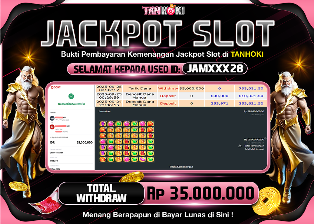 TANHOKI JACKPOT SLOT SUGAR RUSH 1000  Rp.35.000.000,- LUNAS