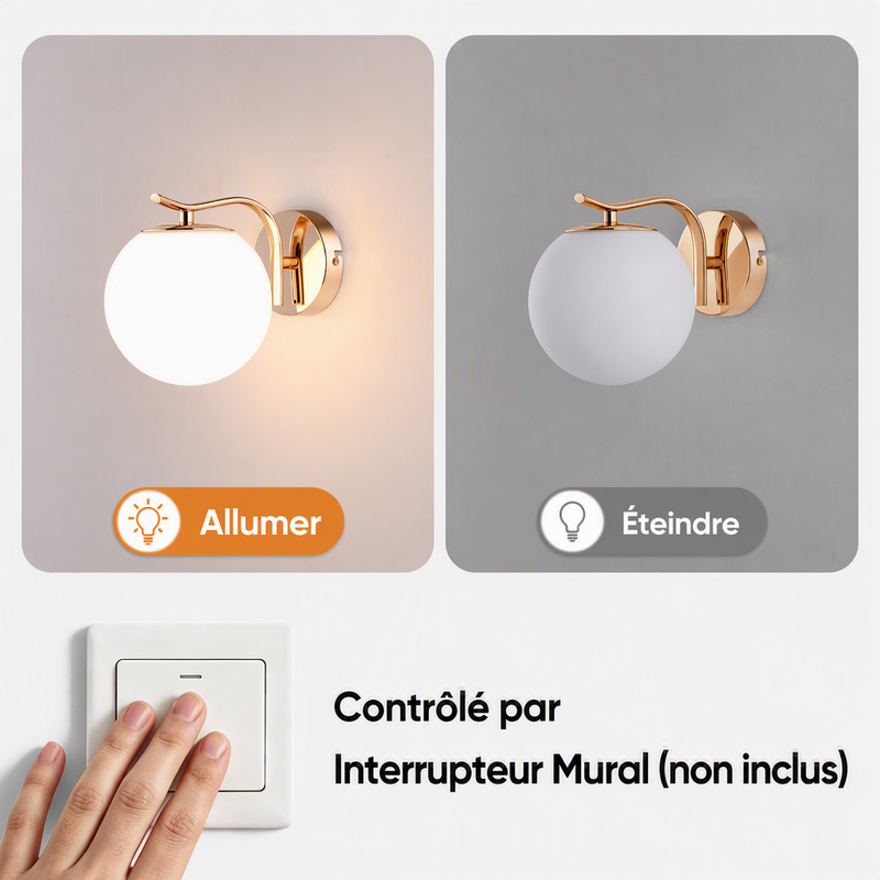 Finition doré / verre opalin – Style soigné