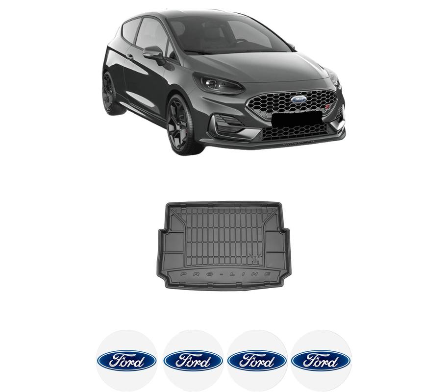 Tavita Portbagaj FORD FIESTA VII (HJ, HF) din 2017-2019, Protectie Portbagaj Auto, 4x Stickere auto cu FORD